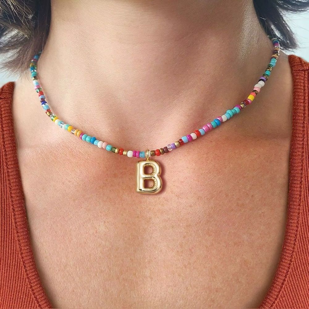 Initial Beaded Necklace S1079